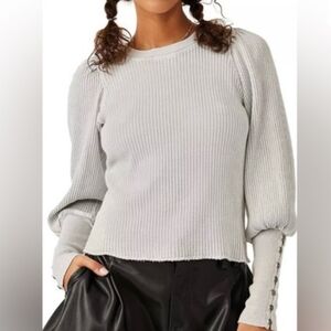 Free People FP One Wesley Blue/ Gray Long Sleeve Thermal Top Small